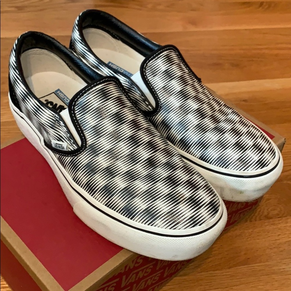 Hemp Blur Checker Slip-On Platform Vans